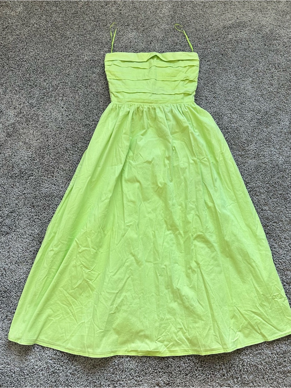 Wayf Lime Green Midi Dress with Spaghetti Straps